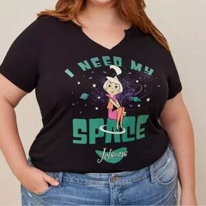 Torrid The Jetsons “I Need My Space”  Slim Fit Cotton Notch Black T-Shirt